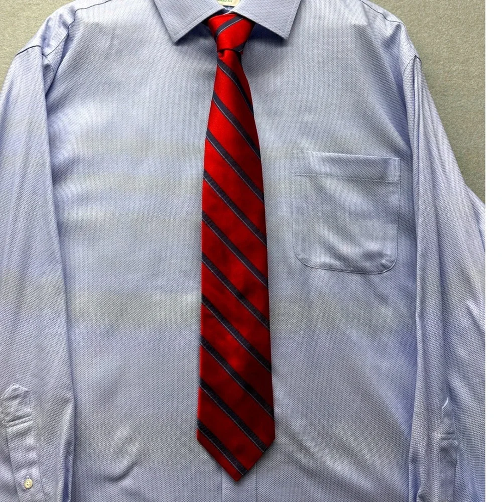 Tommy Hilfiger Mens Vintage Silk Ties (2) Burgundy and Red‎ Navy Diagonal Stripe